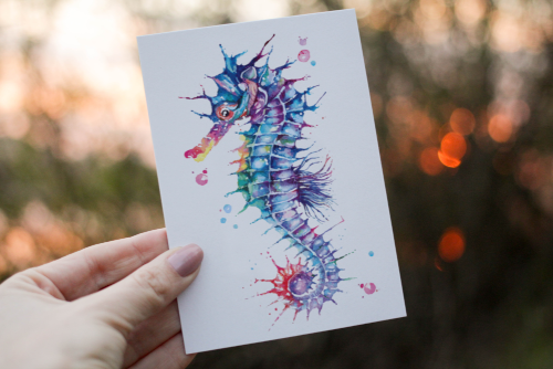 Seahorse Birthday Card, Seahorse Custom Birthday Card - Click Image to Close